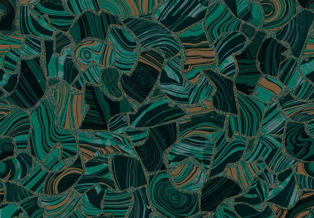 Green, black, and light-brown, vinyl liner pool pattern called emerald cove.
