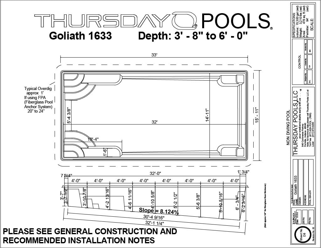 16' x 33' 6' Dig Specs