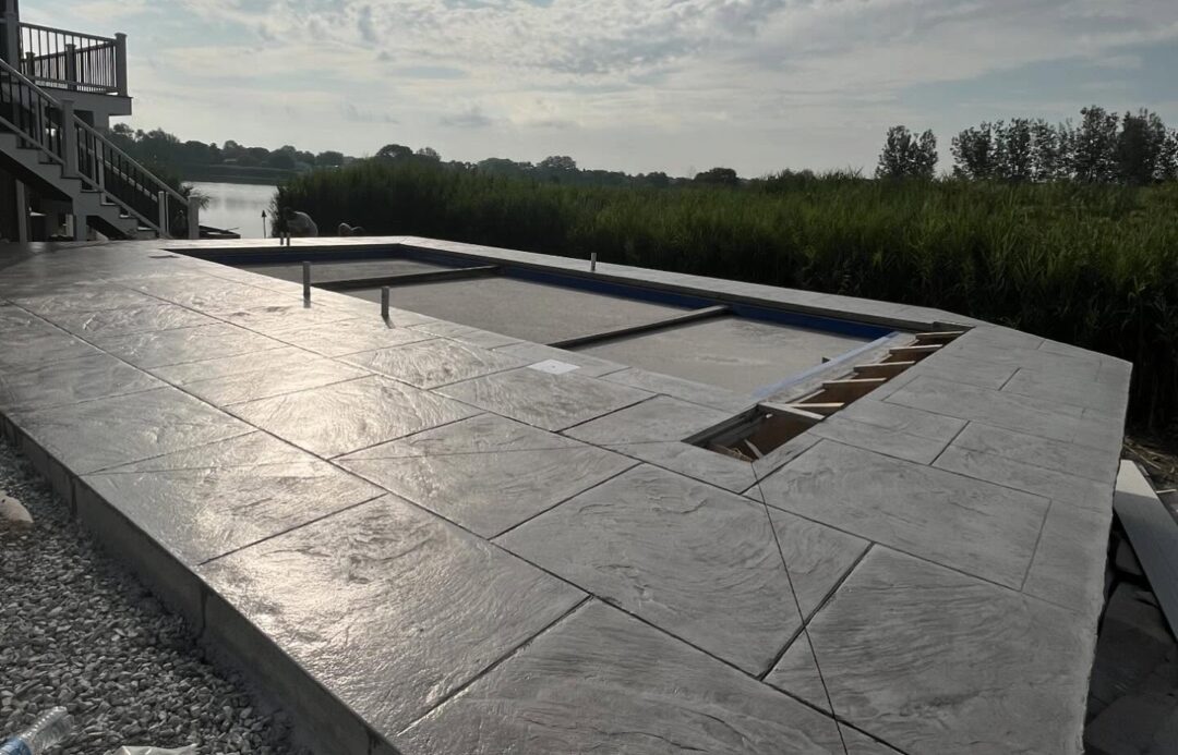 Sealing Stamped Concrete in the morning