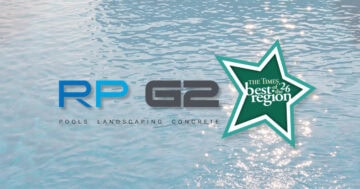 RPG2 NWI The Times Best of the Region graphic. Logos imposed over an image of blue pool water.