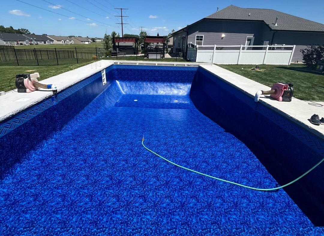 picture of vinyl liner pool going in