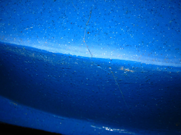 A crack in a fiberglass pool